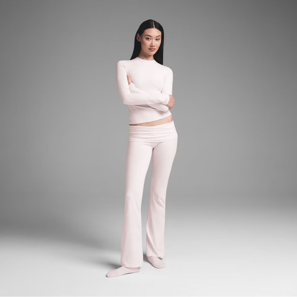 SKIMS Cotton Foldover Pants Pink